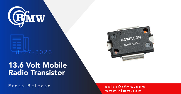 The Ampleon BLP9LA25S(G) high efficiency, 25 W transistor is designed for mobile radio applications from HF to 941 MHz. 