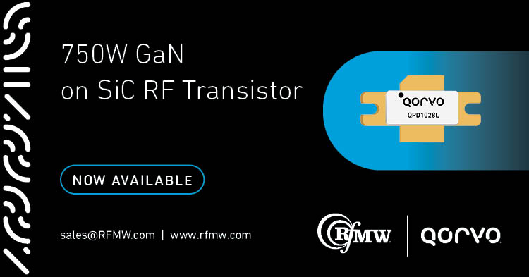 The Qorvo QPD1028L delivers >750 W of saturated power from 1.2 to 1.4 GHz for military and civilian L-Band radar systems.