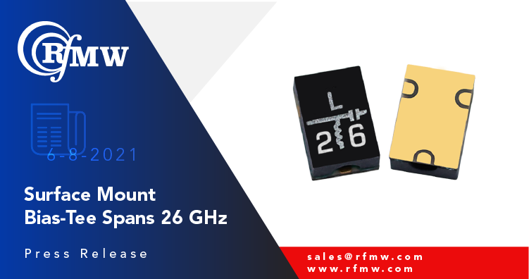 The Marki Microwave BTL-0026SMG-2 bias-tee operates resonance-free from 500 kHz to 26 GHz. 