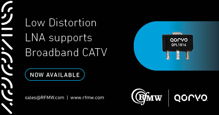 The Qorvo QPL1816, single ended LNA, spans a frequency range of 50 to 1800 MHz