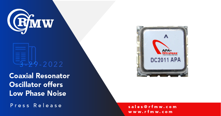 The APA Wireless R1950SMUA5CR Coaxial Resonator oscillators (CRO) delivers -125 dBc/Hz typical phase noise at 10 KHz offset at its operating range of 1950 MHz.
